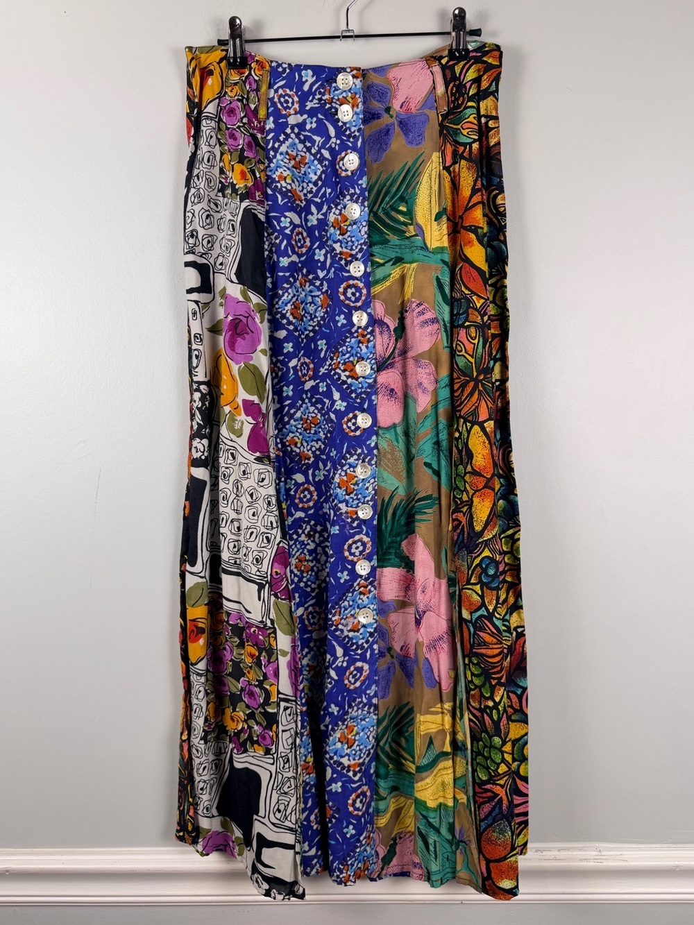 Vintage 90s JOUJOU patchwork button down maxi skirt size 11